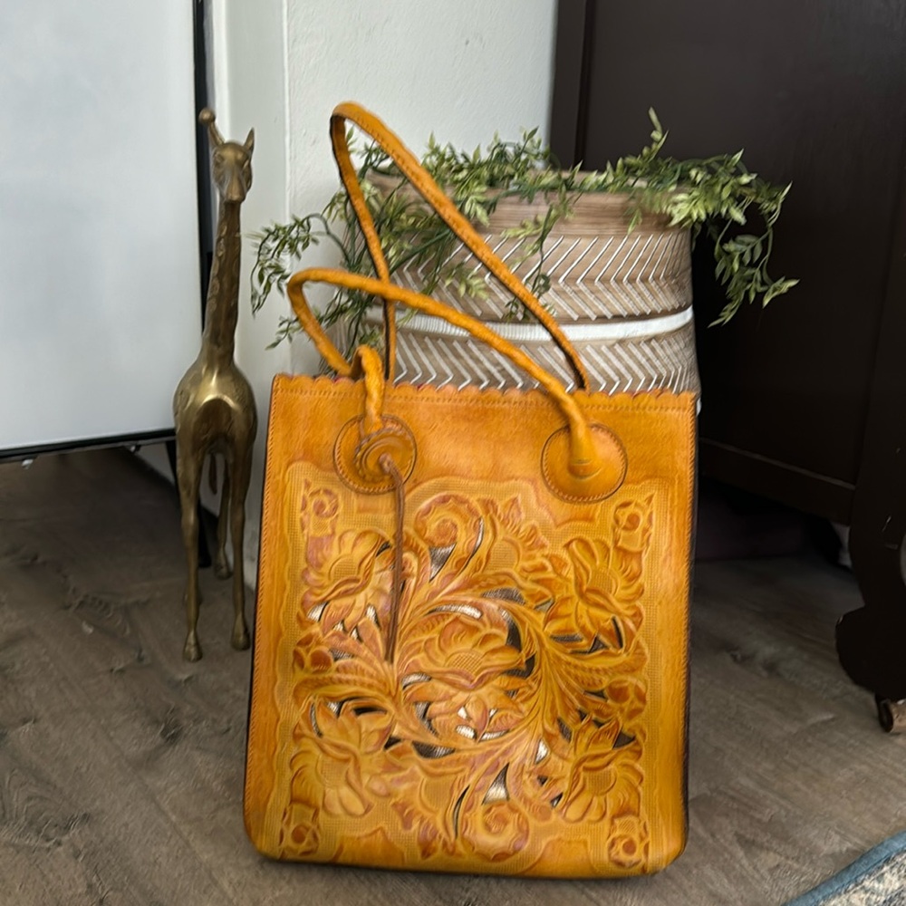 Patricia Nash yellow leather tote